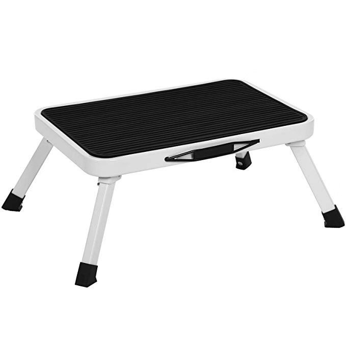 Folding Steel Step Stool One Step Ladder with Built-in Handle Drive Medical Footstool Foldable Stool with Non Skid Plastic Platform Max Load 330 lbs for Kids Adults Seniors at Home Kitchen Bathroom RV